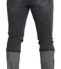 Dolce & Gabbana Gray Cotton Checkered Leg Men Denim Jeans