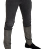Dolce & Gabbana Gray Cotton Checkered Leg Men Denim Jeans