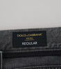 Dolce & Gabbana Gray Cotton Checkered Leg Men Denim Jeans