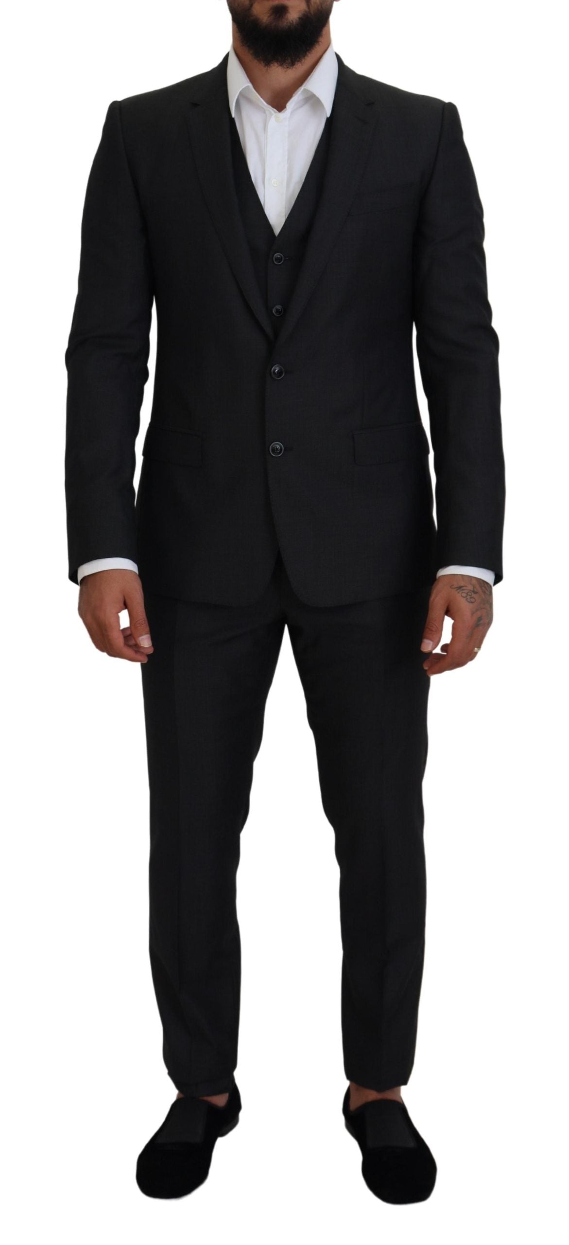 Costume trois pièces élégant en laine et soie gris Martini de Dolce & Gabbana