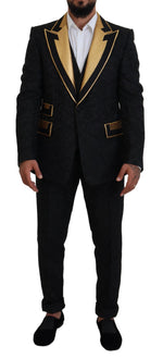 Costume 3 pièces slim noir et or élégant Dolce & Gabbana