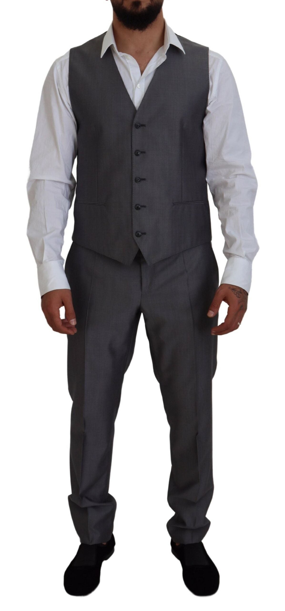 Ensemble élégant costume Sicilia gris argenté Dolce & Gabbana