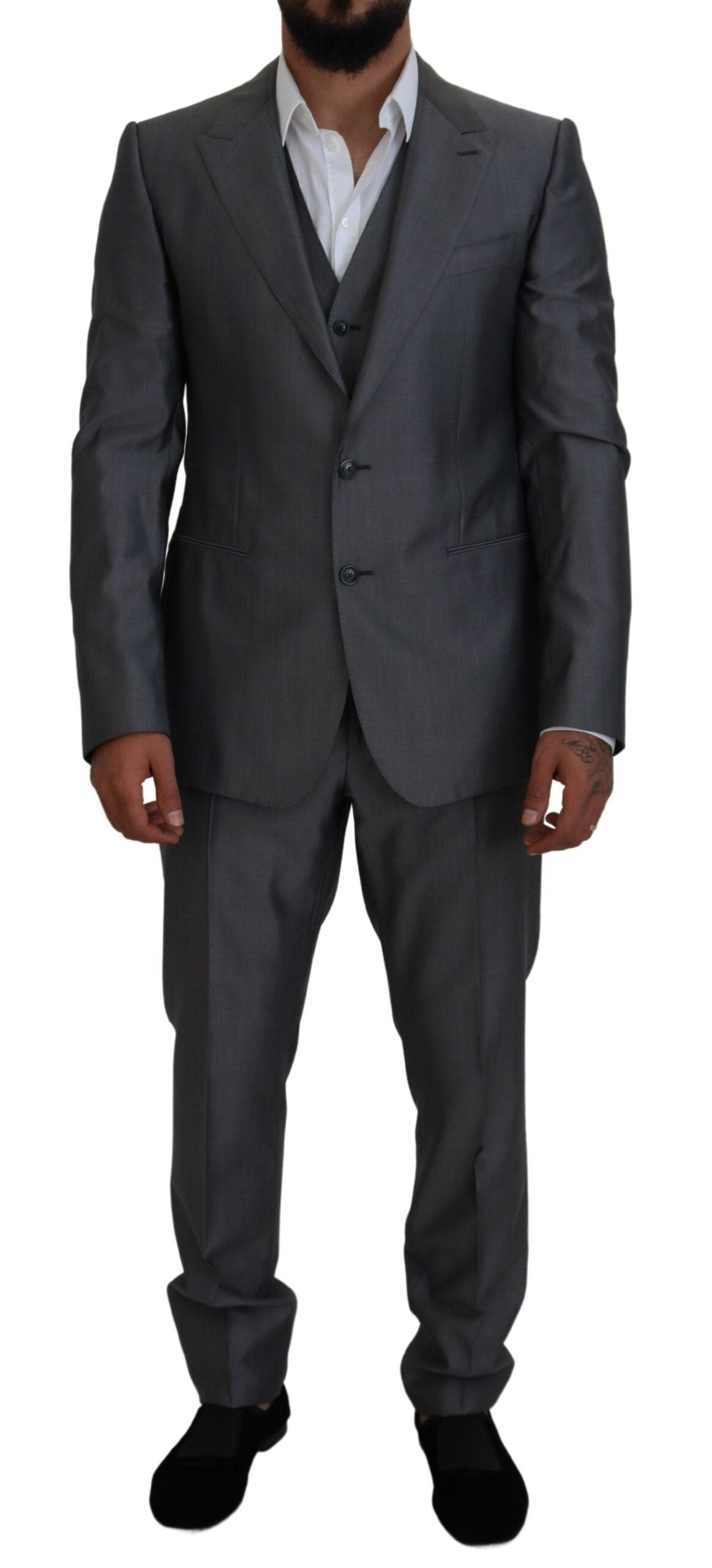 Ensemble élégant costume Sicilia gris argenté Dolce & Gabbana