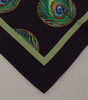 Dolce & Gabbana Black Peacock Feather DG Printed Square Handkerchief Scarf
