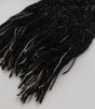 Dolce & Gabbana Black Wool Knitted Wrap Foulard Fringe Scarf