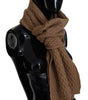 Dolce & Gabbana Dark Brown Wrap Shawl Knitted Camel Scarf