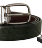 Dolce & Gabbana Green Exotic Leather Silver Buckle Belt