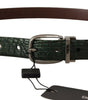 Dolce & Gabbana Green Exotic Leather Silver Buckle Belt