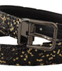 Dolce & Gabbana Gold Black Two-toned Leather Chrome Buckle Belt