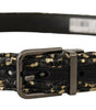 Dolce & Gabbana Gold Black Two-toned Leather Chrome Buckle Belt