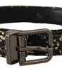 Dolce & Gabbana Gold Black Two-toned Leather Chrome Buckle Belt