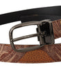 Dolce & Gabbana Multicolor Embossed Leather Black Metal Buckle Belt