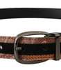 Dolce & Gabbana Multicolor Embossed Leather Black Metal Buckle Belt