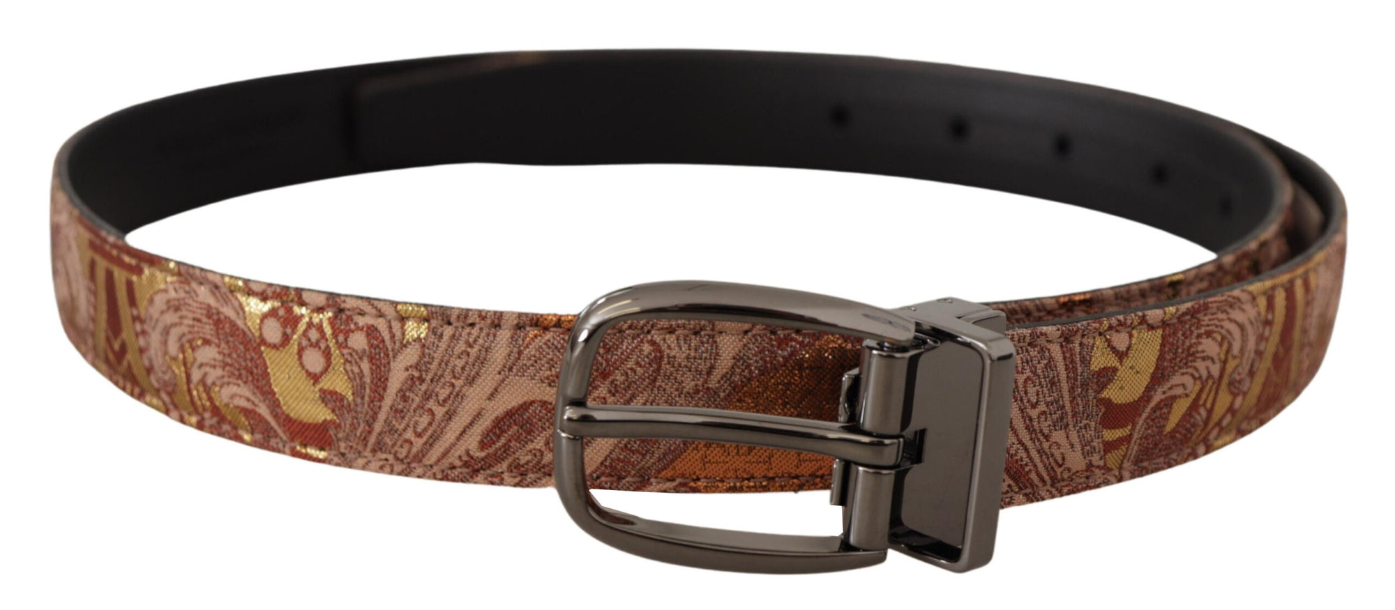 Dolce & Gabbana Multicolor Embossed Leather Black Metal Buckle Belt