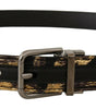Dolce & Gabbana Multicolor Jacquard Leather Logo Metal Buckle Belt