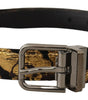 Dolce & Gabbana Multicolor Jacquard Leather Logo Metal Buckle Belt