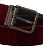 Dolce & Gabbana Maroon Velvet Leather Wide Vintage Metal Buckle Belt