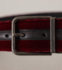 Dolce & Gabbana Maroon Velvet Leather Wide Vintage Metal Buckle Belt