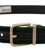 Dolce & Gabbana Green Velvet Leather Gold Metal Logo Belt