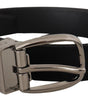 Dolce & Gabbana Black Grosgrain Leather Silver Logo Buckle Belt