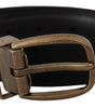 Dolce & Gabbana Black Grosgrain Leather Bronze Metal Belt