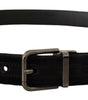 Dolce & Gabbana Black Velvet Silver Tone Logo Metal Buckle Belt