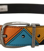 Dolce & Gabbana Multicolor Leather Silver Tone Logo Buckle Belt