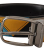 Dolce & Gabbana Multicolor Leather Silver Tone Logo Buckle Belt