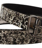 Dolce & Gabbana Black Marble Print Leather Gray Logo Belt