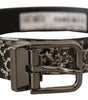 Dolce & Gabbana Black Marble Print Leather Gray Logo Belt