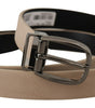 Dolce & Gabbana Beige Vitello Beige Tone Logo Metal Buckle Belt