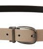 Dolce & Gabbana Beige Vitello Beige Tone Logo Metal Buckle Belt