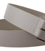 Dolce & Gabbana White Leather Wide Silver Metal Buckle Belt