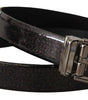 Dolce & Gabbana Black Vernice Puntinata Leather Silver Tone Metal Belt