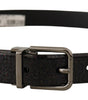 Dolce & Gabbana Black Vernice Puntinata Leather Silver Tone Metal Belt