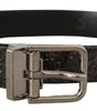 Dolce & Gabbana Black Goccia Glitter Patent Leather Buckle Vernice Belt