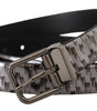 Dolce & Gabbana Gray Herringbone Leather Gray 3D Metal Buckle Belt