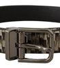 Dolce & Gabbana Brown Herringbone Leather Gray Belt
