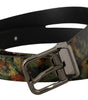 Dolce & Gabbana Black Sparkling Leather Black Metal Buckle Belt