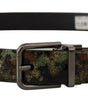 Dolce & Gabbana Black Sparkling Leather Black Metal Buckle Belt