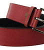 Dolce & Gabbana Maroon Vitello Silver Metal Logo Buckle Belt