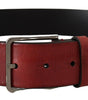 Dolce & Gabbana Maroon Vitello Silver Metal Logo Buckle Belt