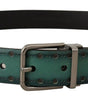 Dolce & Gabbana Green Giotto Leather Silver Metal Buckle Belt