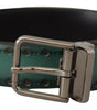 Dolce & Gabbana Green Giotto Leather Silver Metal Buckle Belt