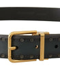 Dolce & Gabbana Green Perforated Leather Brass Metal Belt