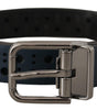 Dolce & Gabbana Navy Blue Perforated Leather Skinny Metal Buckle Belt