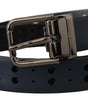 Dolce & Gabbana Blue Perforated Skinny Leather Metal Buckle Belt