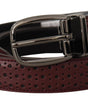 Dolce & Gabbana Brown Perforated Leather Metal Buckle Belt