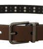 Dolce & Gabbana Dark Brown Perforated Leather Metal Belt