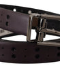 Dolce & Gabbana Burgundy Leather Perforated Metal Buckle Belt
